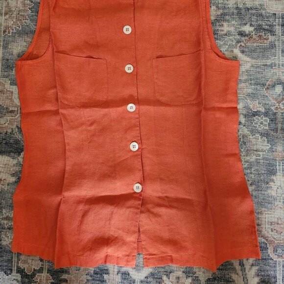 Loro Piana Sleeveless Button-Down Linen Shirt Size 46 - Picture 6 of 7